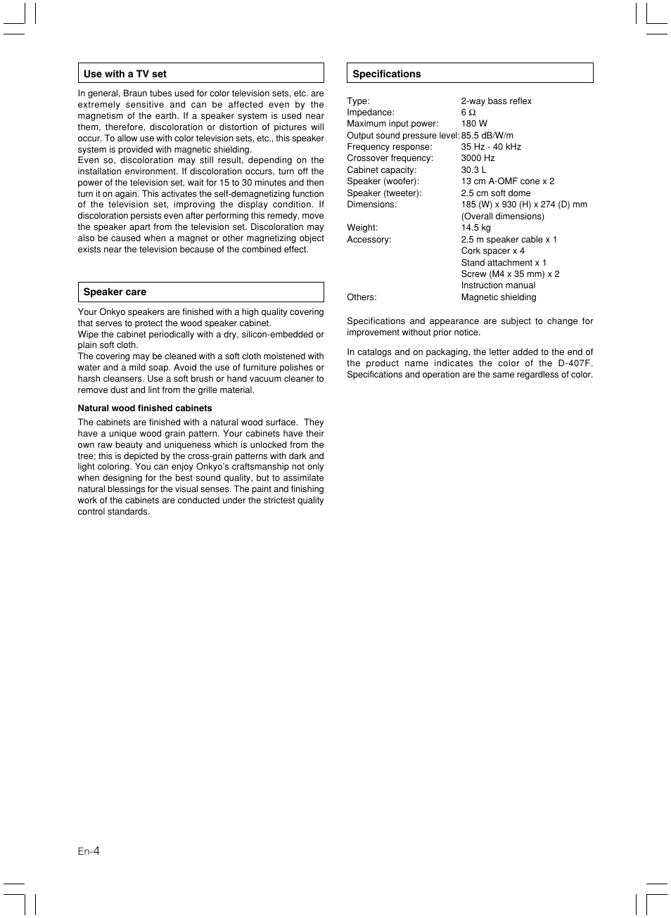 Onkyo D-407F User Manual | Page 4 / 8