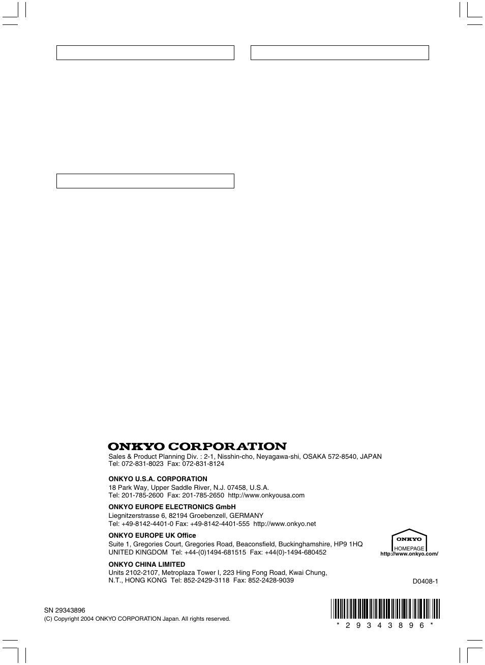 Onkyo D-407F User Manual | Page 8 / 8