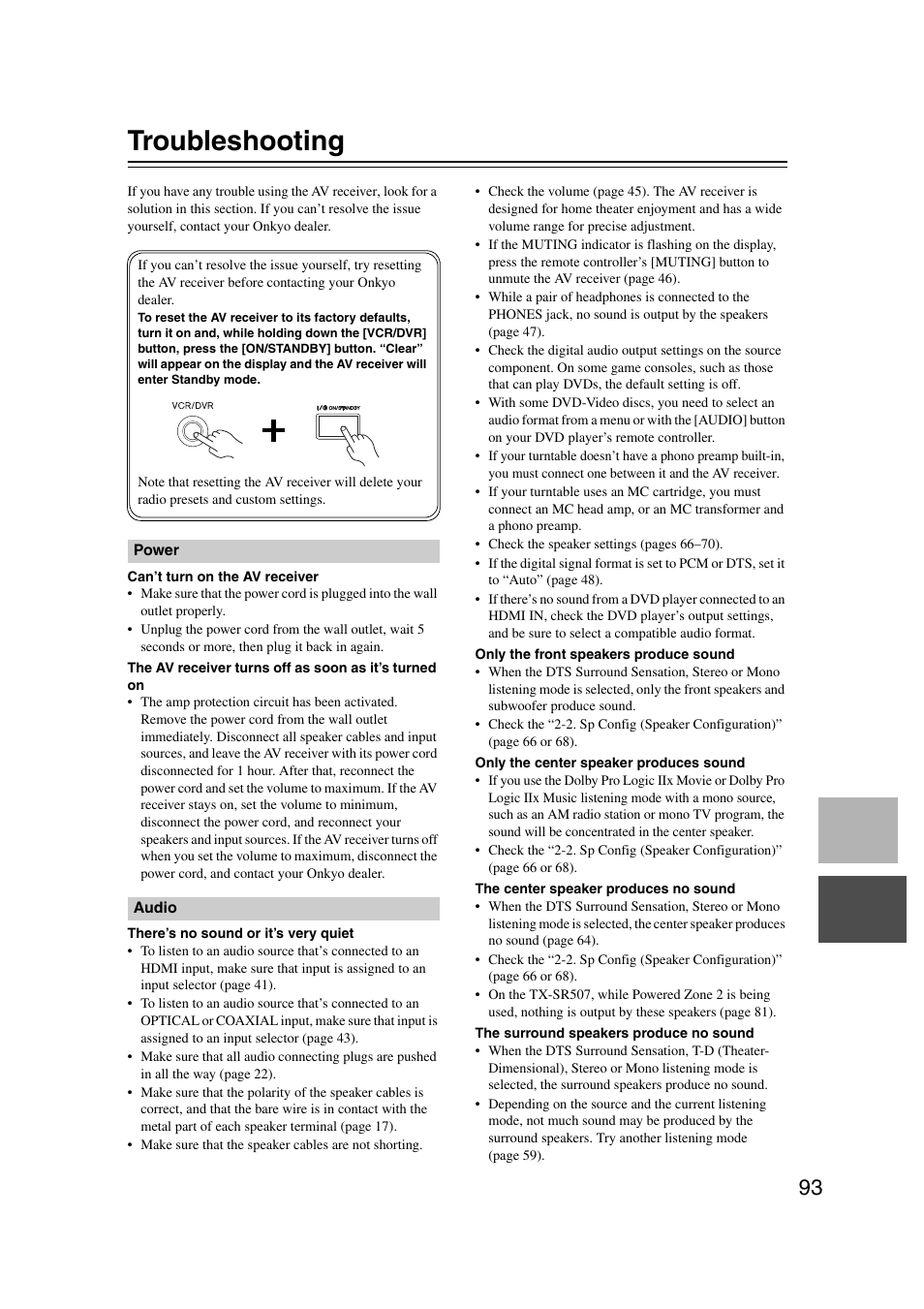 Troubleshooting, Others | Onkyo TX SR507 User Manual | Page 93 / 100