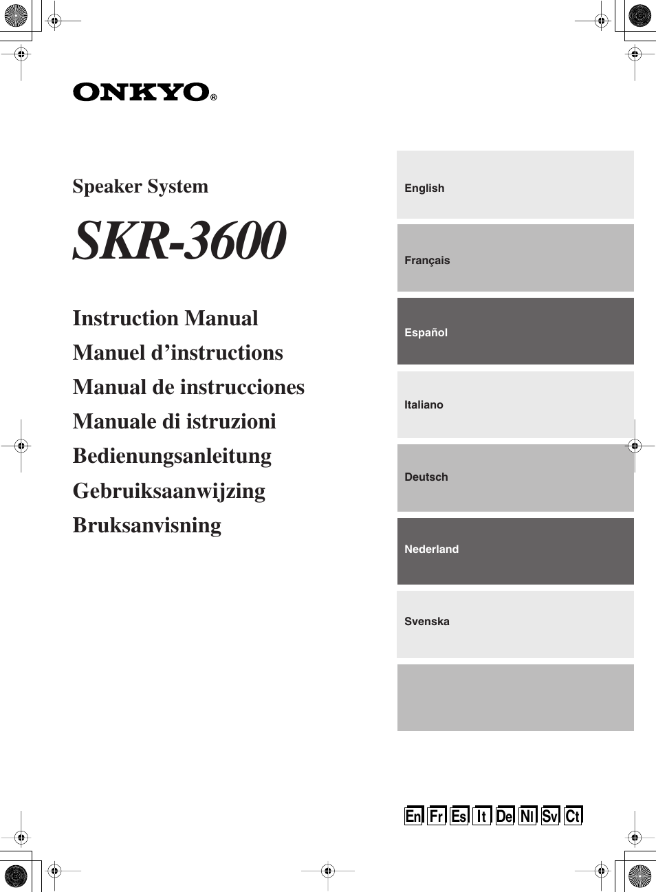 Onkyo SKR-3600 User Manual | 20 pages