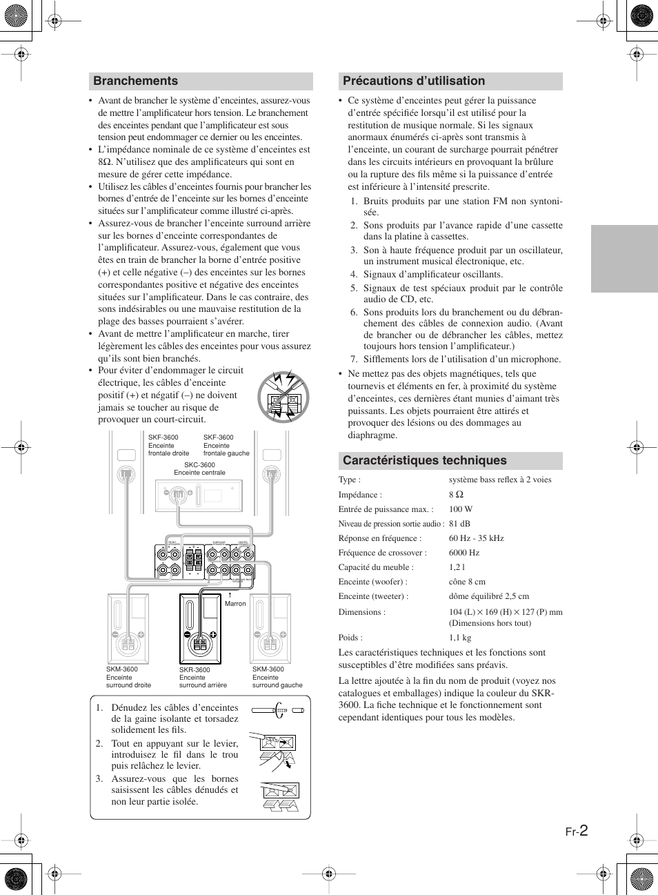Branchements | Onkyo SKR-3600 User Manual | Page 5 / 20