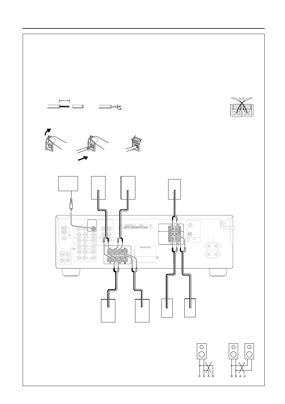 Connecting speakers | Onkyo TX-DS474 User Manual | Page 10 / 32