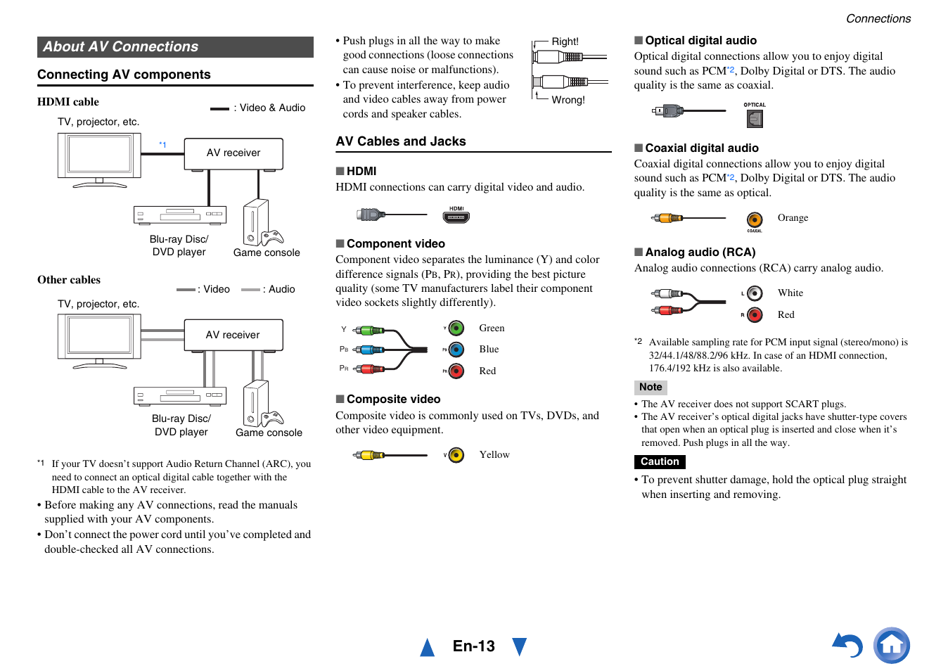 About av connections, En-13 | Onkyo HT-RC440 User Manual | Page 13 / 120