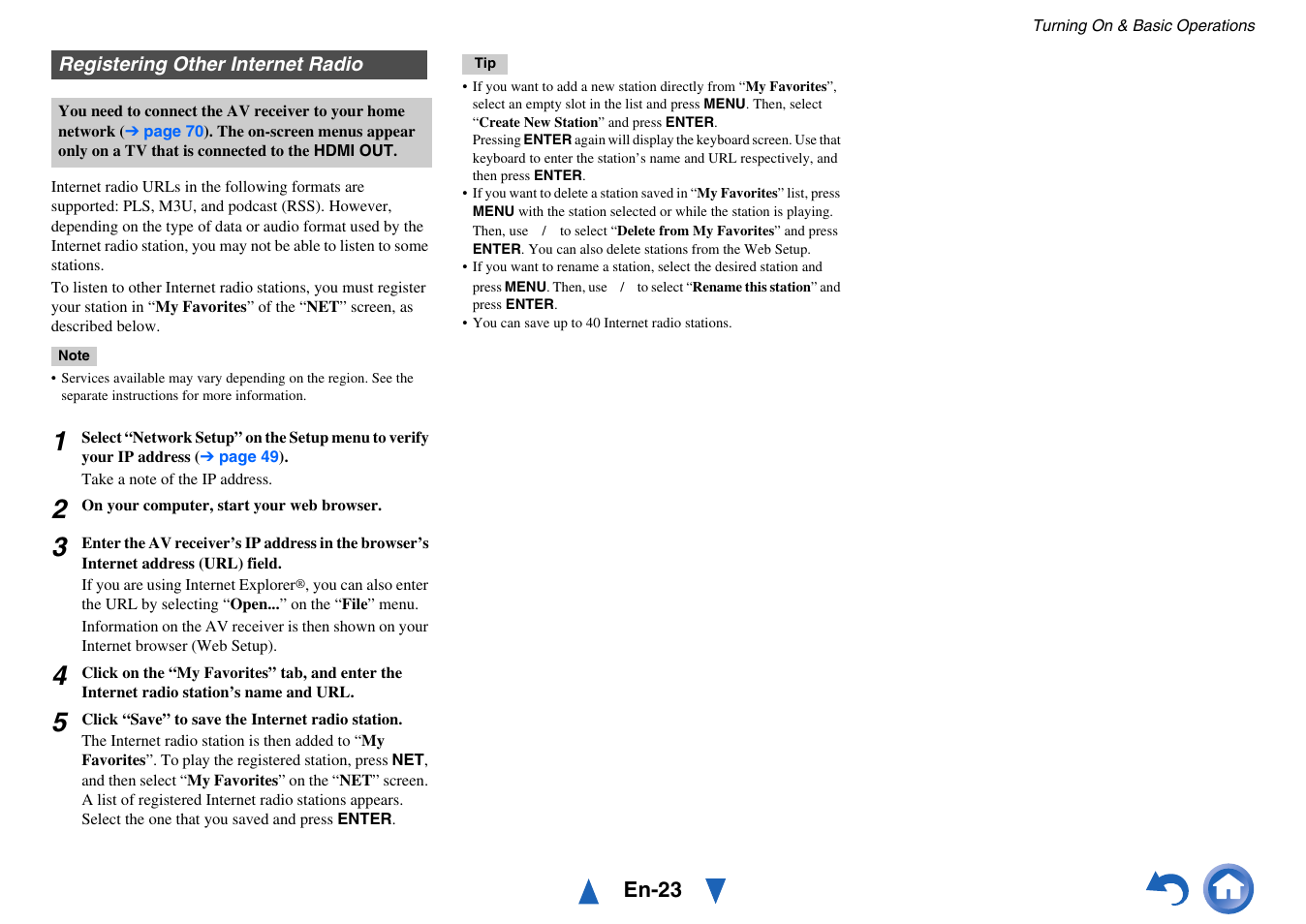 Registering other internet radio | Onkyo HT-RC440 User Manual | Page 23 / 120