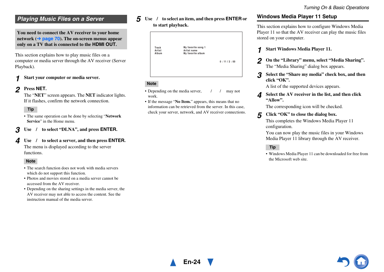 Playing music files on a server | Onkyo HT-RC440 User Manual | Page 24 / 120