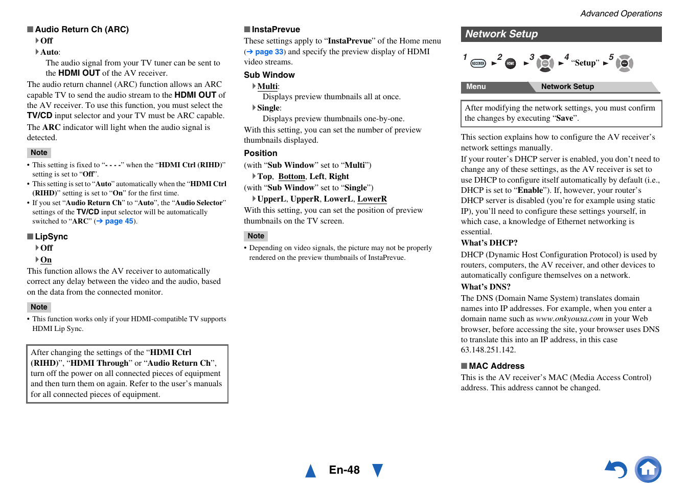 Network setup, Or not, En-48 | Onkyo HT-RC440 User Manual | Page 48 / 120