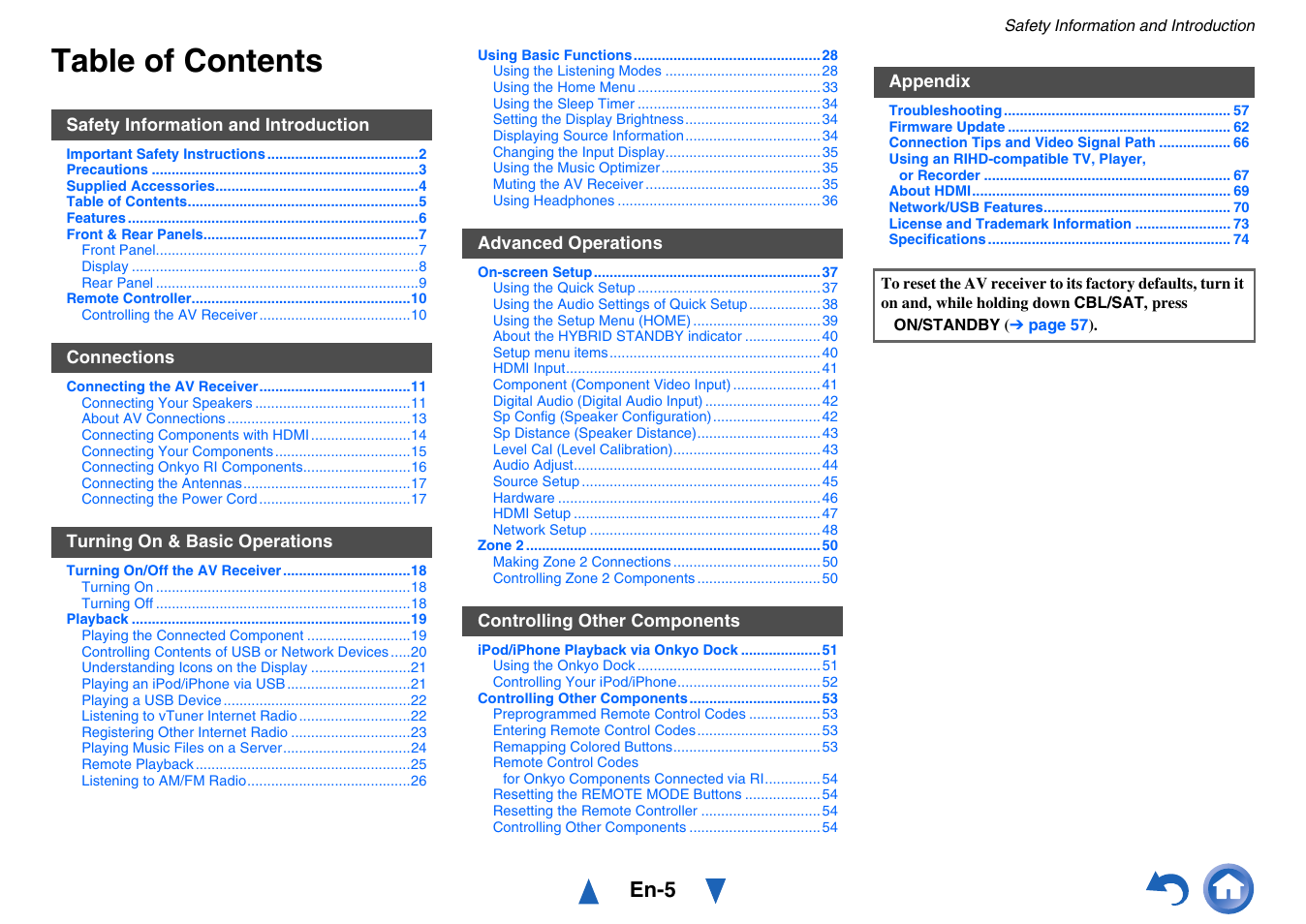 Onkyo HT-RC440 User Manual | Page 5 / 120