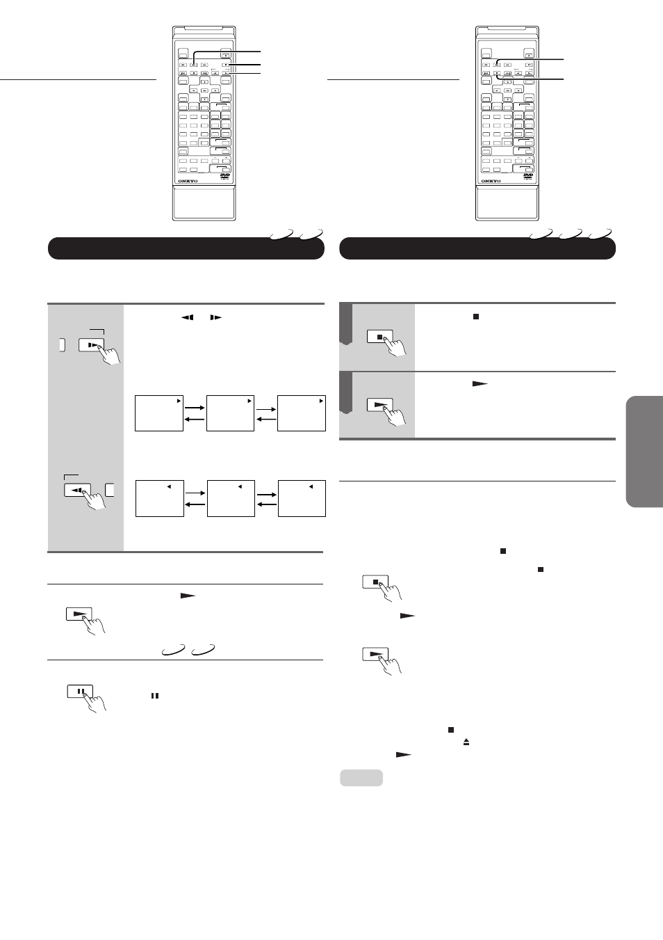 Slow-motion playback, Resuming playback from the desired location, Resuming normal playback | Using frame step | Onkyo DV-C501 User Manual | Page 17 / 44