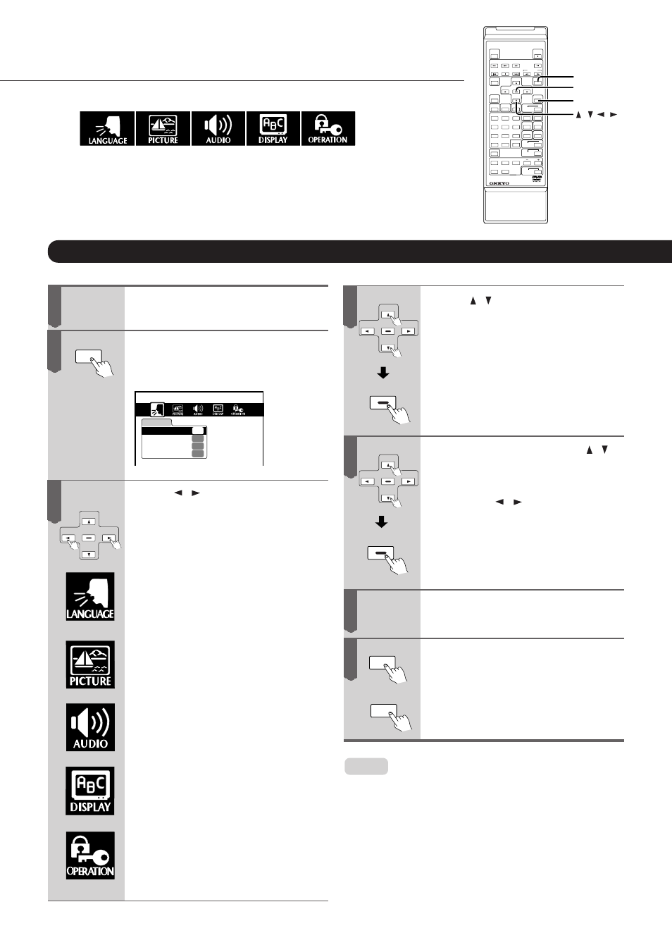 Function setup, Advanced settings, Setting procedure | Onkyo DV-C501 User Manual | Page 32 / 44