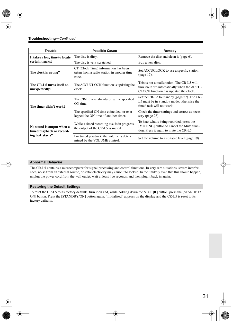 Onkyo CR-L5 User Manual | Page 31 / 32