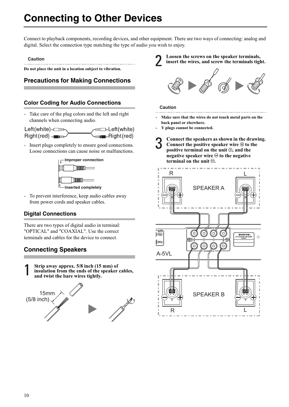 Connecting to other devices | Onkyo A-5VL User Manual | Page 10 / 20