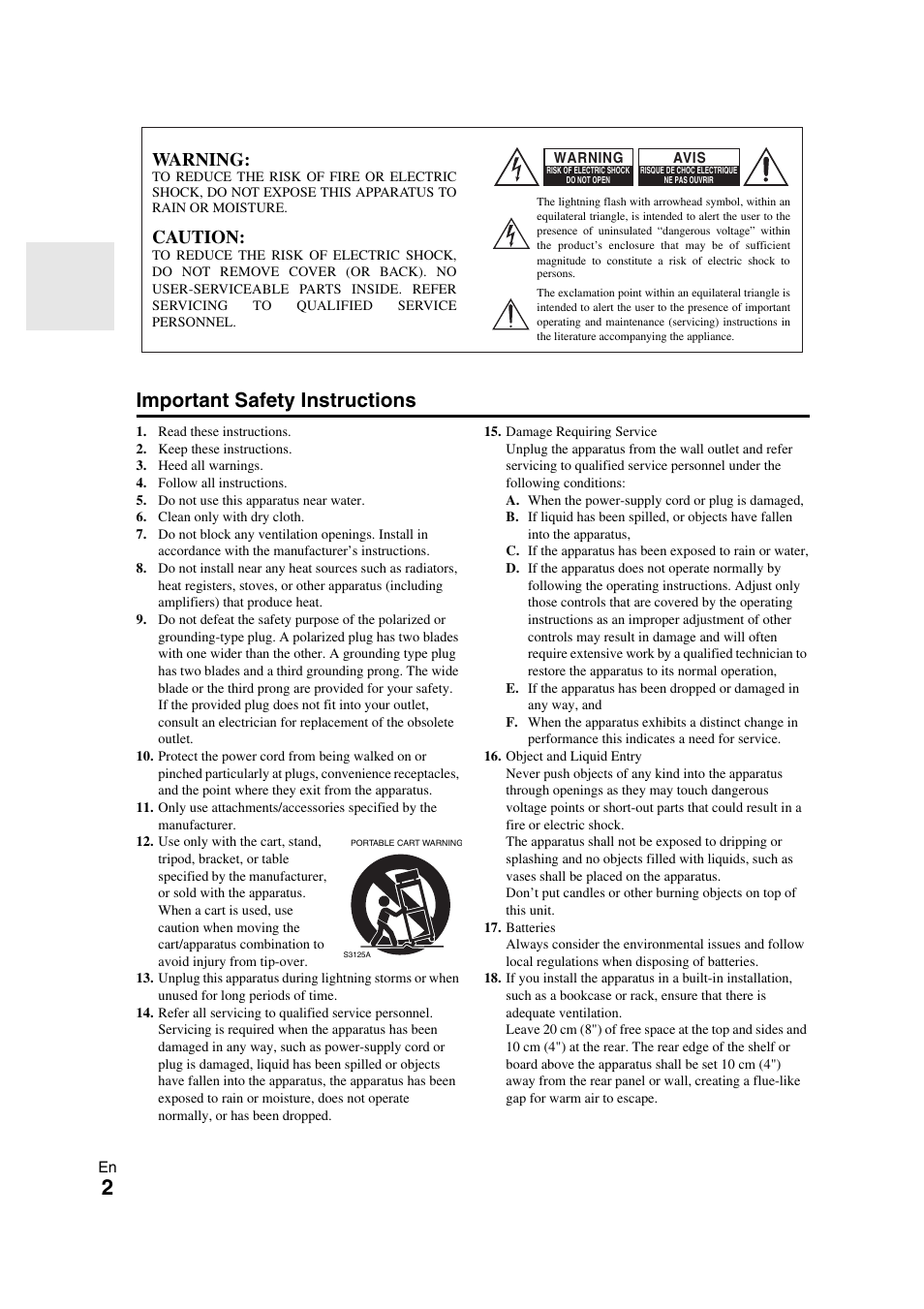Introduction, Important safety instructions, Warning | Caution | Onkyo TX-NR709 User Manual | Page 2 / 96