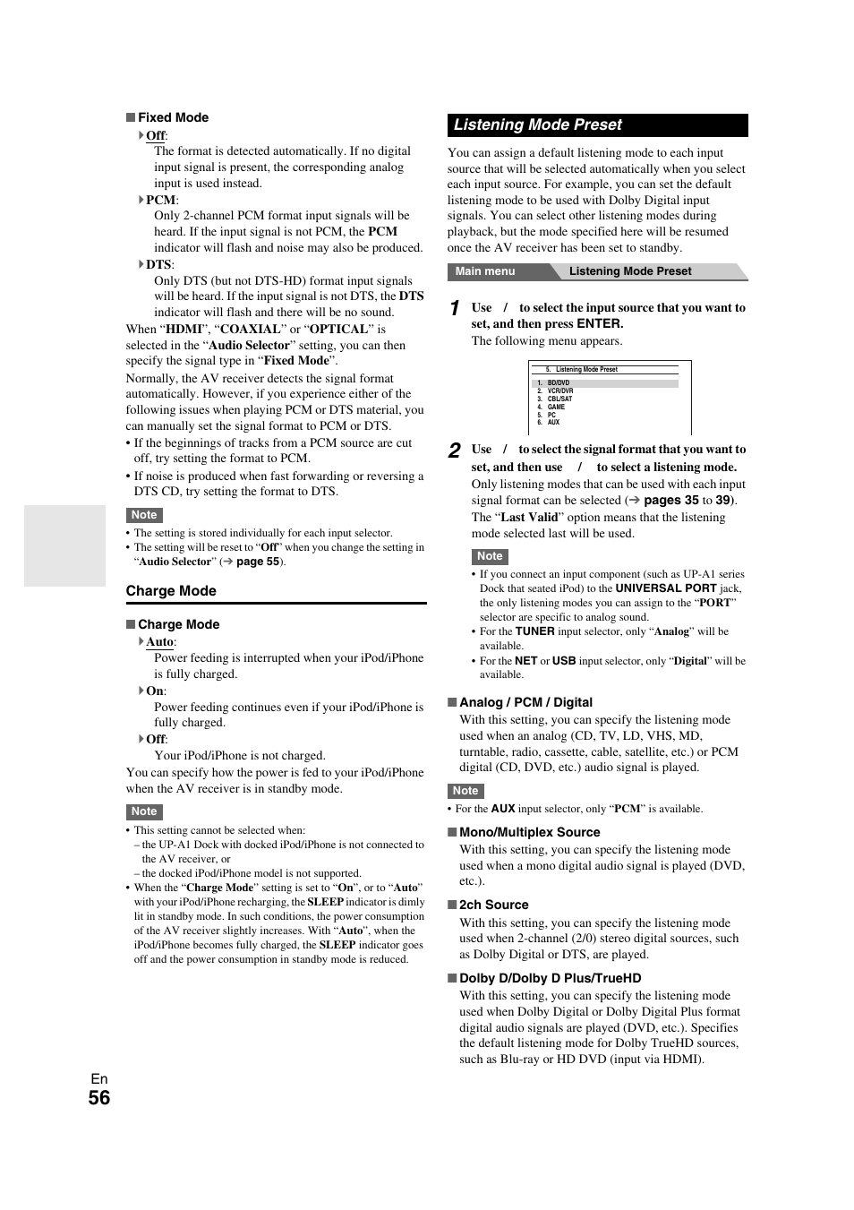 Listening mode preset | Onkyo TX-NR709 User Manual | Page 56 / 96