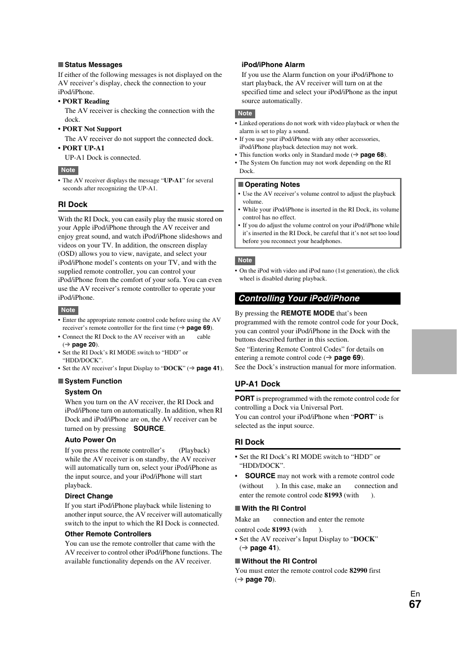 Controlling your ipod/iphone | Onkyo TX-NR709 User Manual | Page 67 / 96