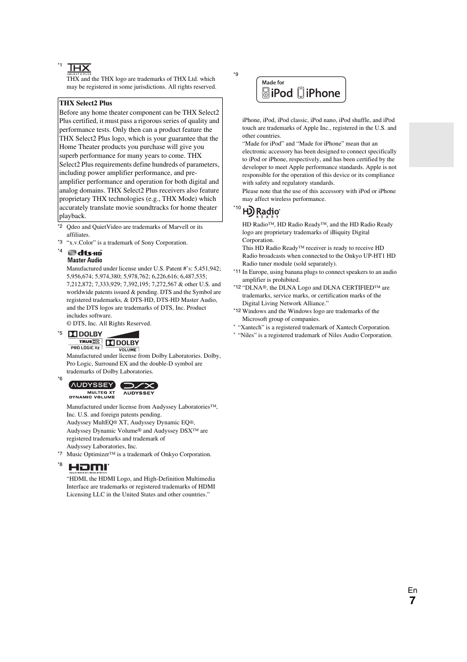 Onkyo TX-NR709 User Manual | Page 7 / 96