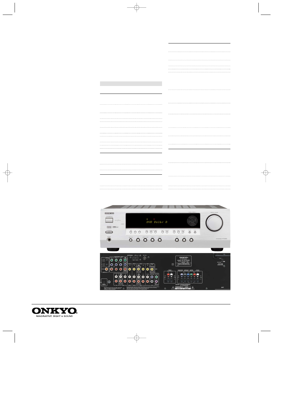 Ht-sr600, Specifications | Onkyo HT-SR600 User Manual | Page 2 / 2