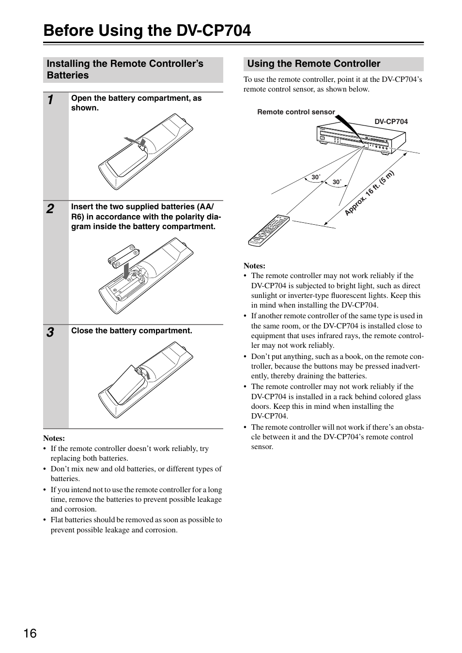 Before using the dv-cp704 | Onkyo DV CP704 User Manual | Page 16 / 52