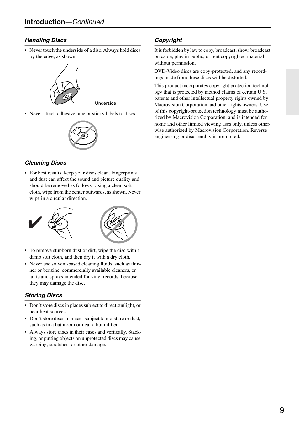 Introduction —continued | Onkyo DV CP704 User Manual | Page 9 / 52