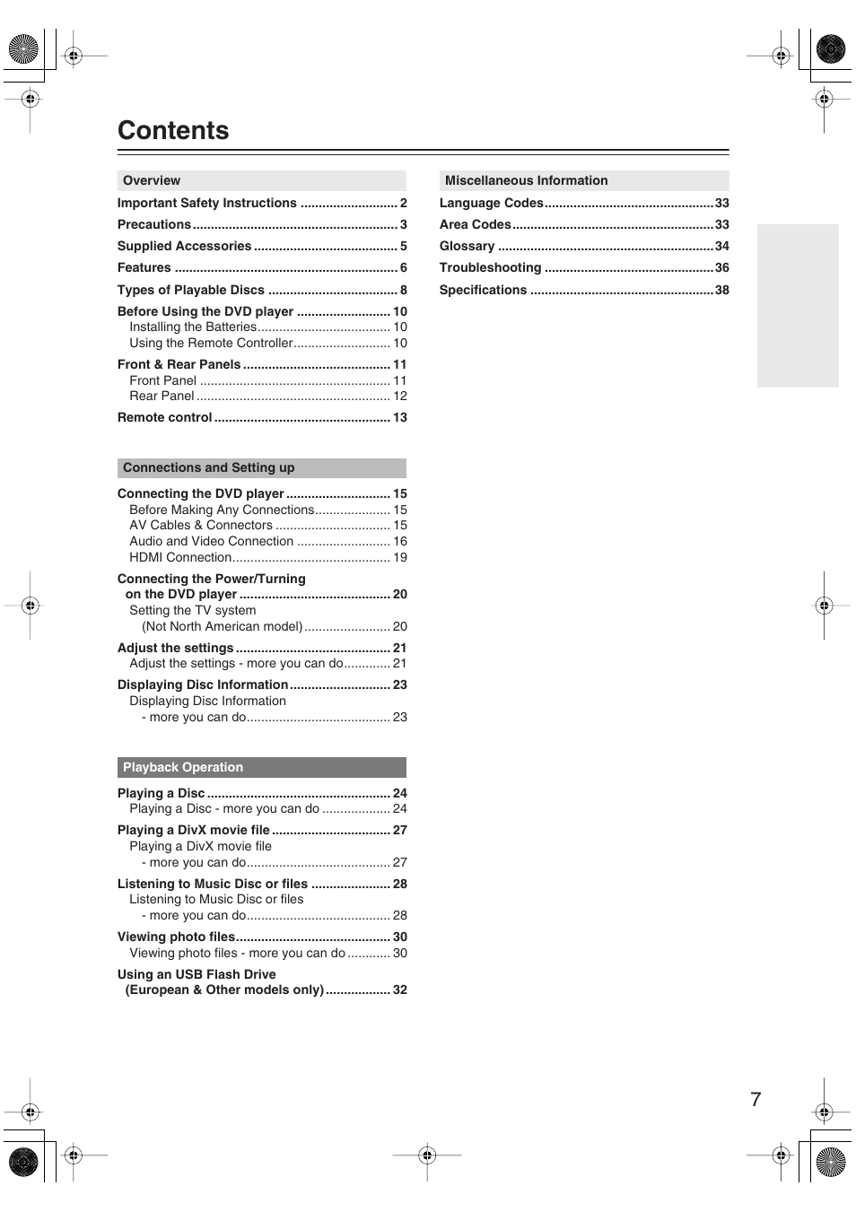 Onkyo DV-SP406 User Manual | Page 7 / 40