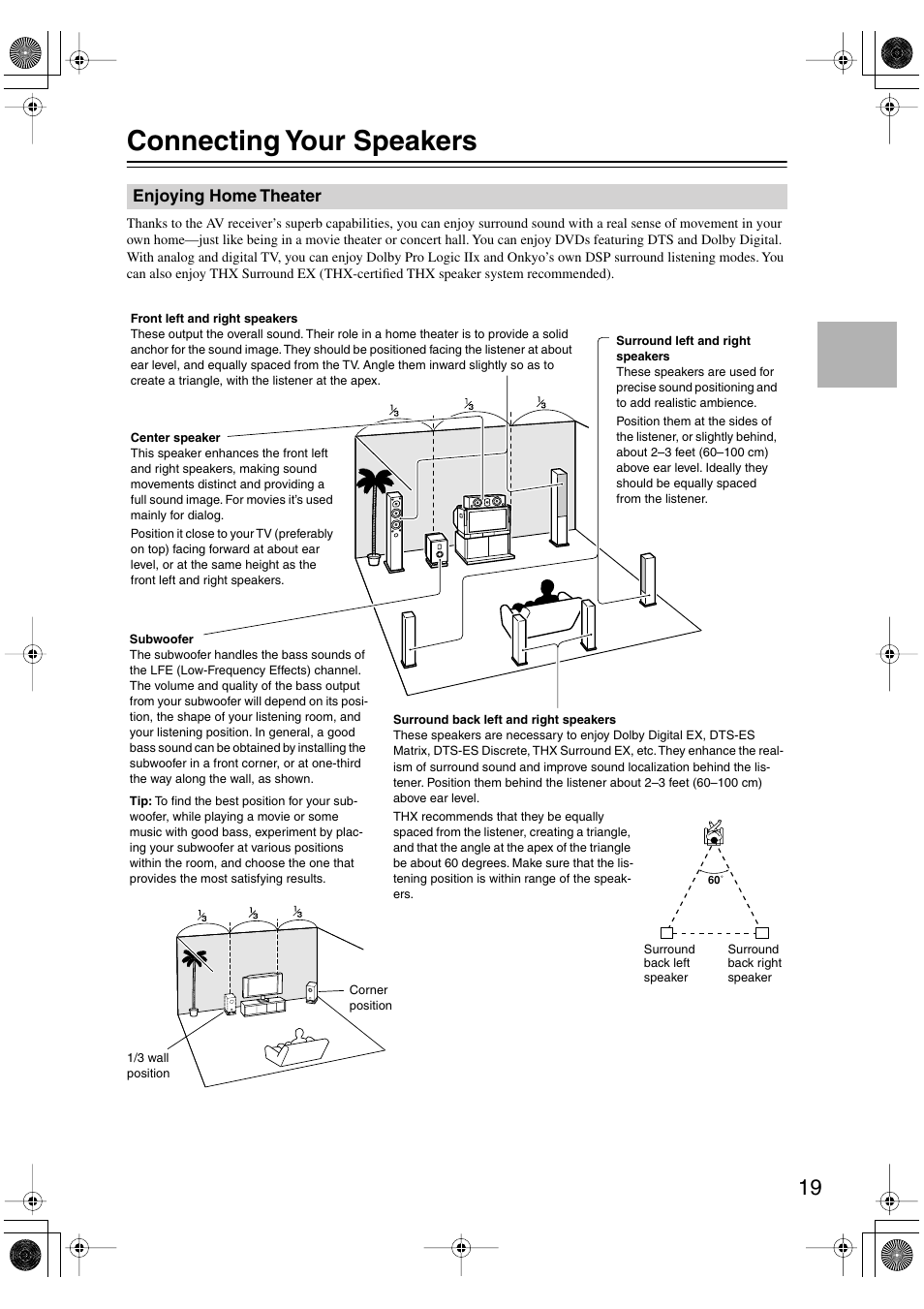 Connecting your speakers | Onkyo TX-SR8370 User Manual | Page 19 / 96