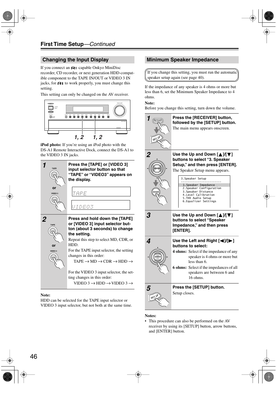 First time setup —continued | Onkyo TX-SR8370 User Manual | Page 46 / 96