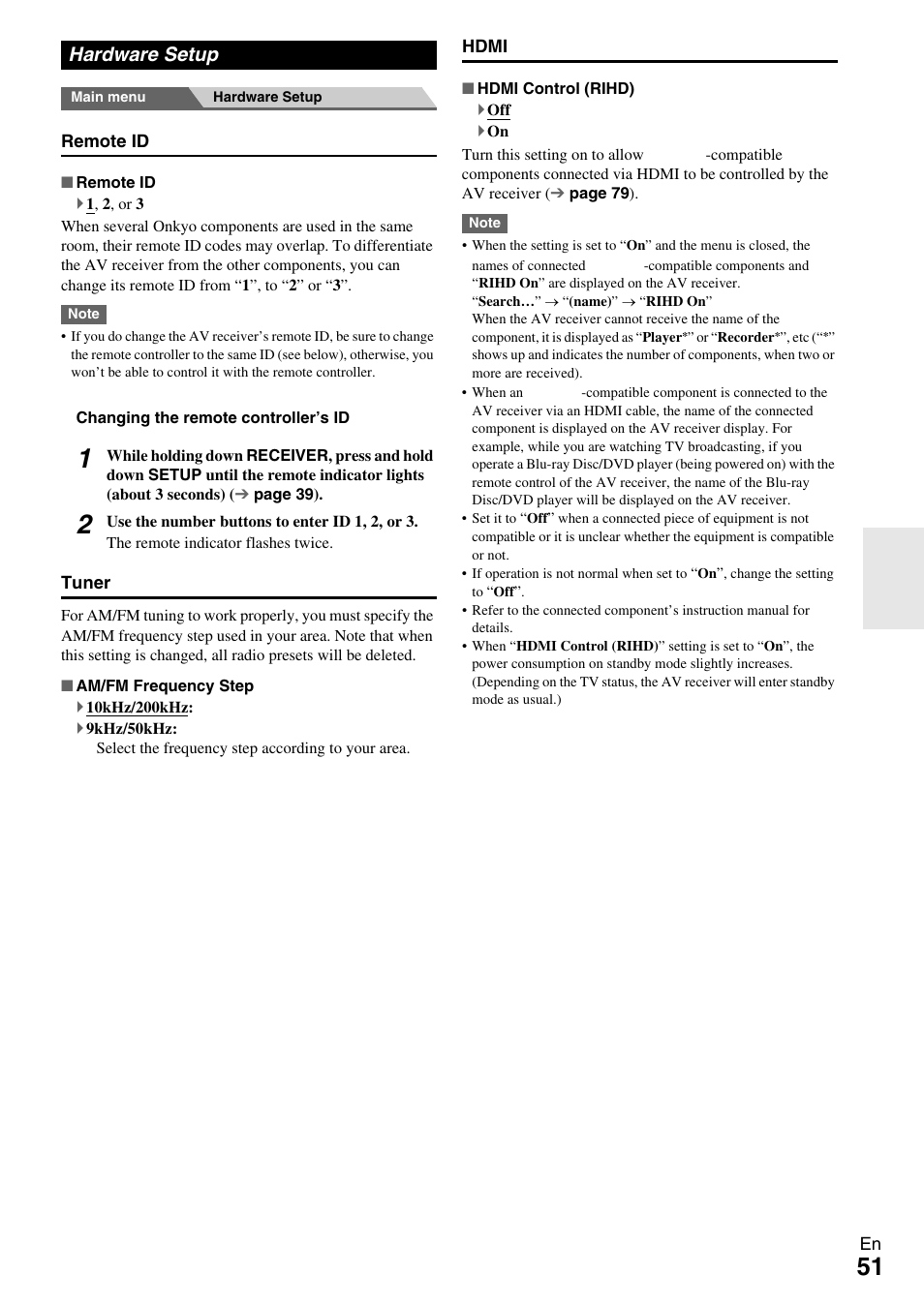 Hardware setup | Onkyo Network A/V Receiver HT-R690 User Manual | Page 51 / 84