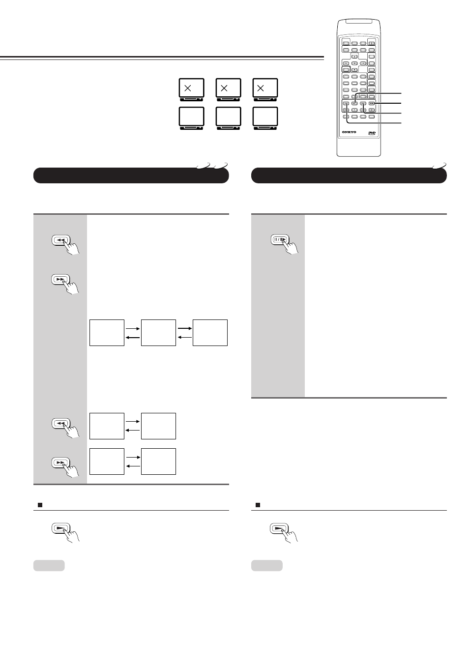 Playing back a disc, Continued), Playing at ч 2, ч 8 or × 30 the normal speed | Playing frame by frame, Press fr or ff during playback, Press pause/step during still playback | Onkyo DV-S501 User Manual | Page 18 / 44