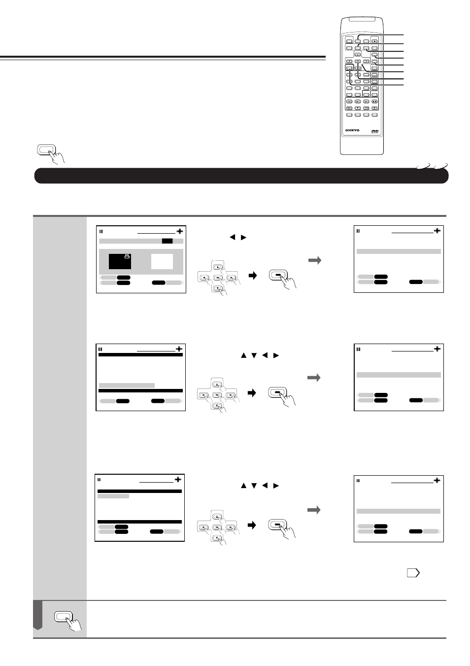 Customizing the function settings, Continued), Press set up | Onkyo DV-S501 User Manual | Page 36 / 44