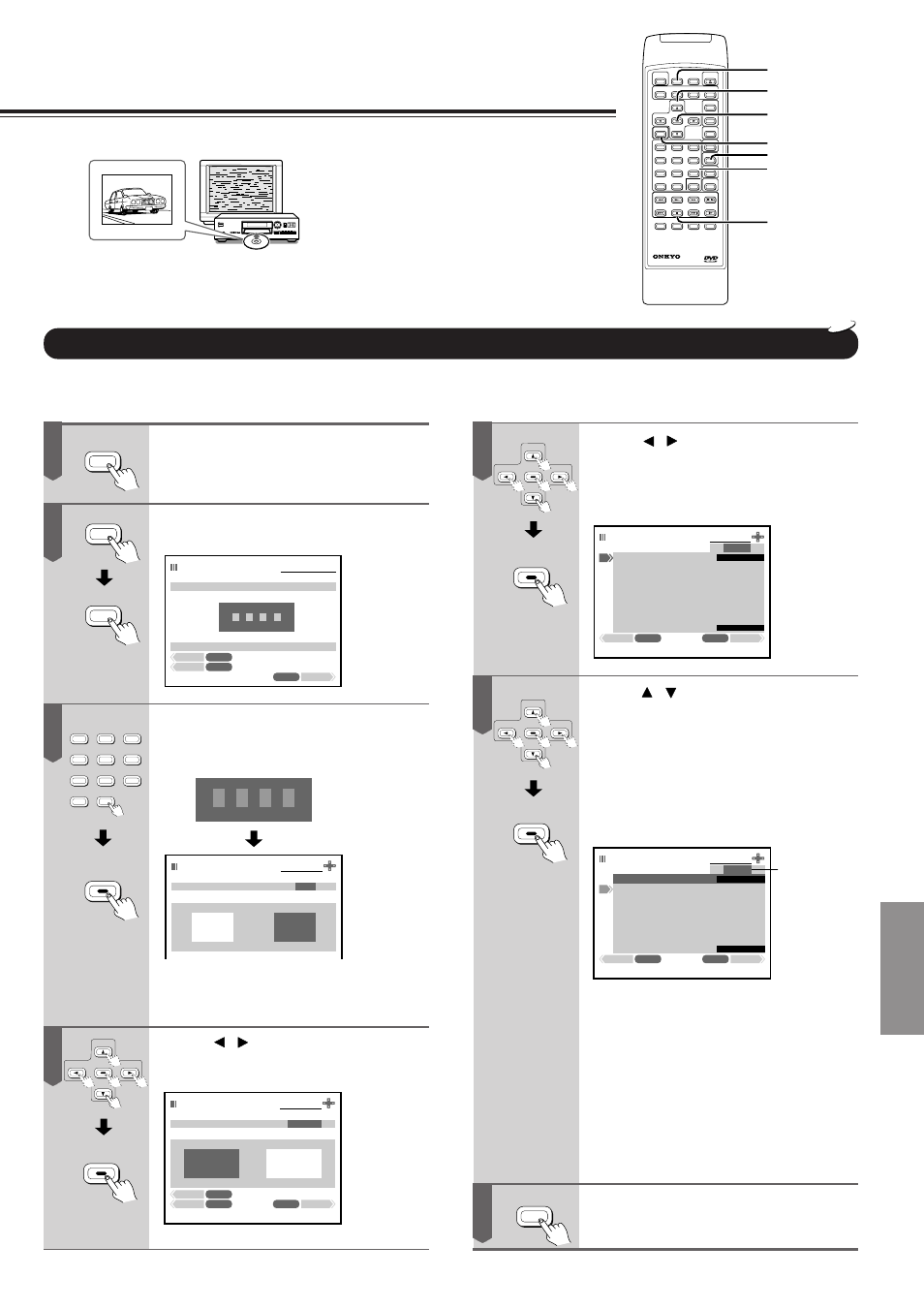 Setting the parental lock, Function setup press set up during stop, Press 9 twice | Press / to select “on,” then press enter, Press set up | Onkyo DV-S501 User Manual | Page 37 / 44