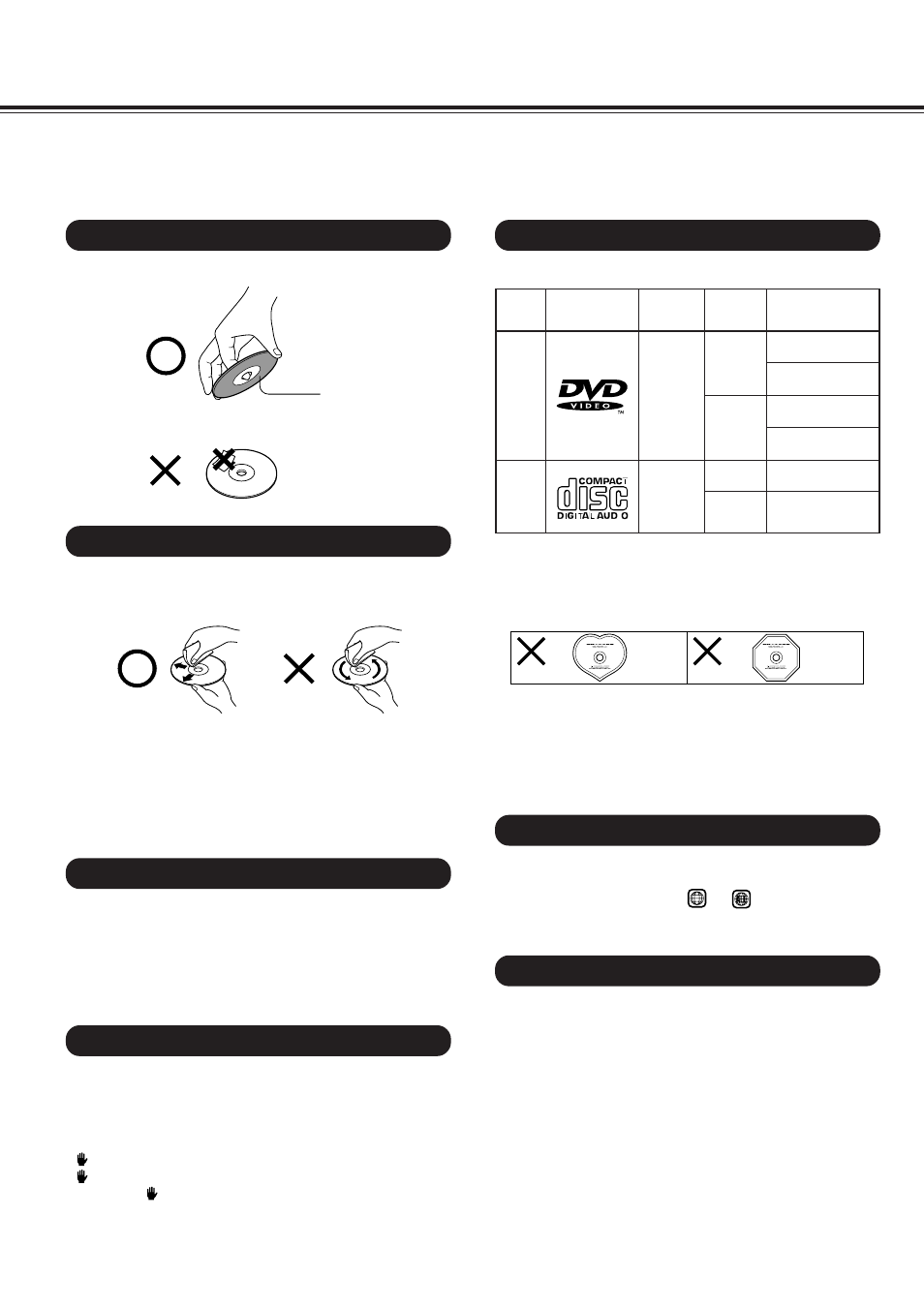 Notes on discs, On handling discs, Playable discs | On cleaning discs, On storing discs, About this instruction manual | Onkyo DV-S501 User Manual | Page 40 / 44