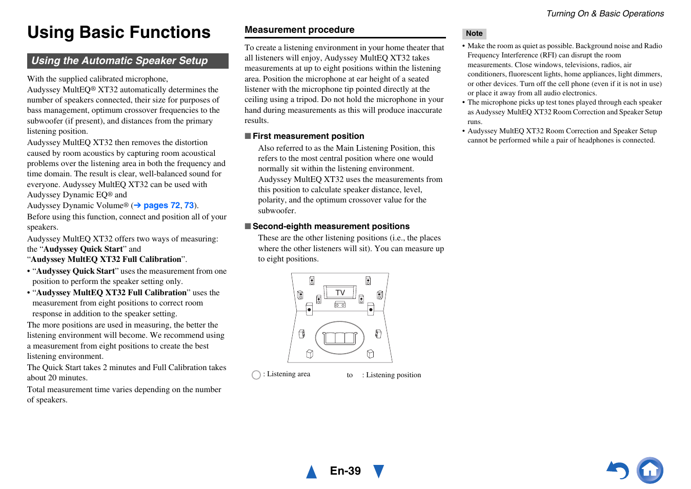 Using basic functions, Using the automatic speaker setup, Of “using the automatic speaker setup | En-39 | Onkyo Network A/V Receiver TX-NR1010 User Manual | Page 39 / 164