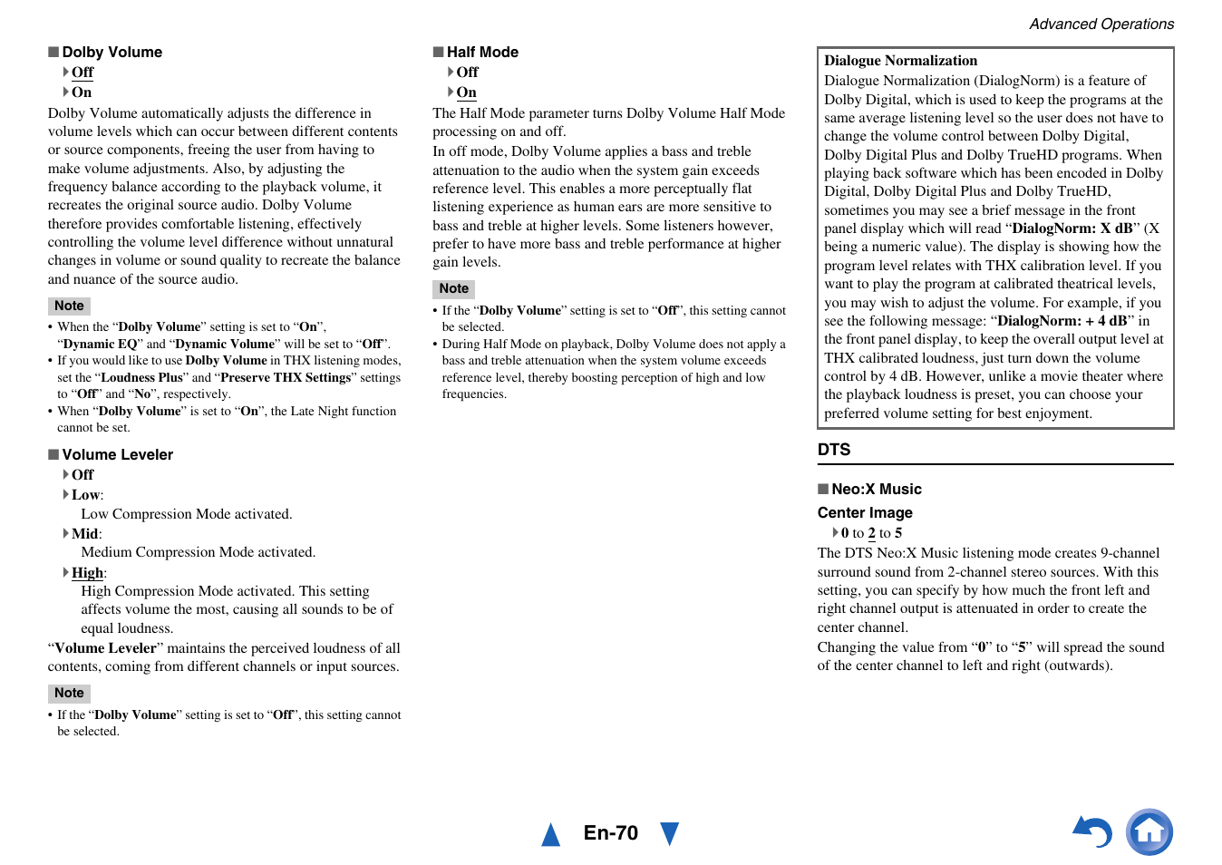 See “dolby volume” of, En-70 | Onkyo Network A/V Receiver TX-NR1010 User Manual | Page 70 / 164