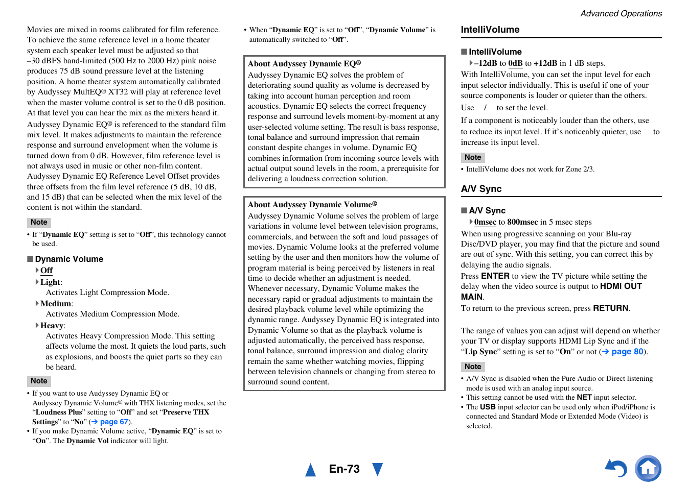 Dynamic volume, E “dynamic volume” in “sourc, En-73 | Onkyo Network A/V Receiver TX-NR1010 User Manual | Page 73 / 164