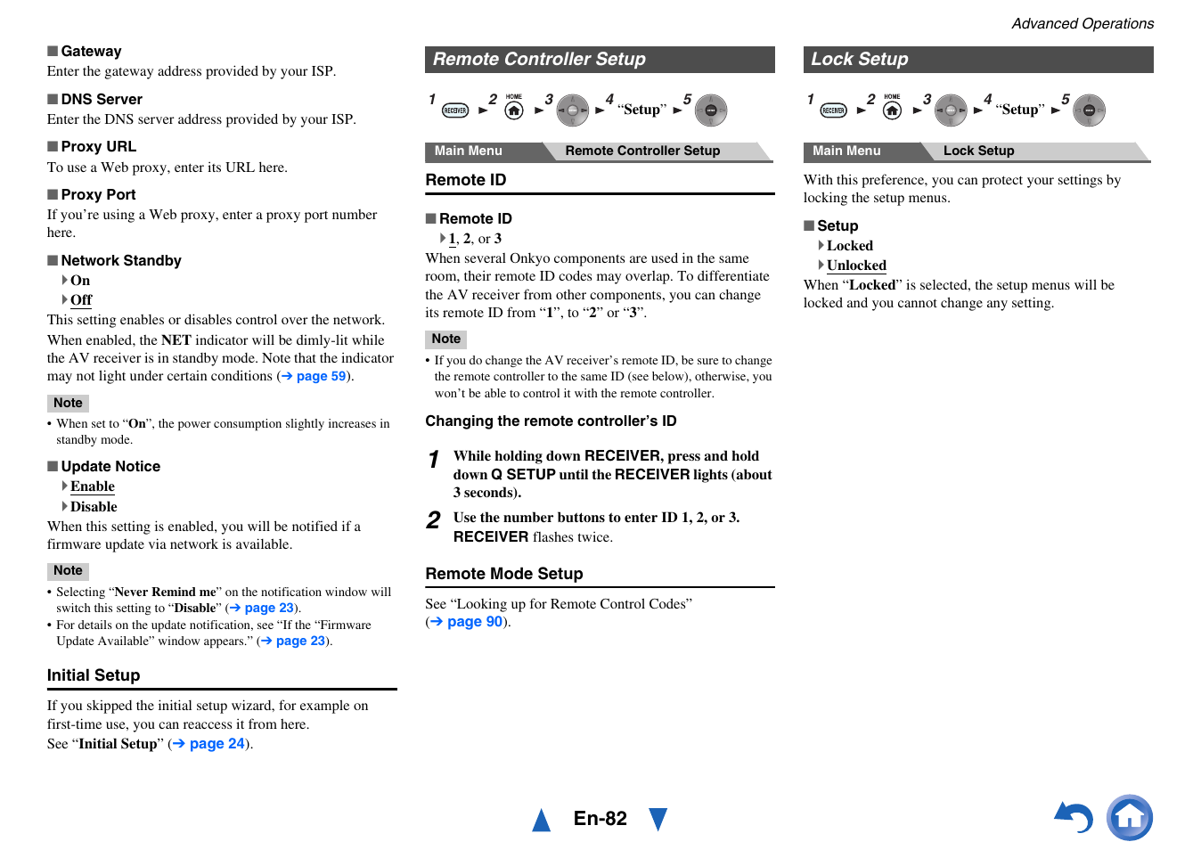 Remote controller setup, Lock setup, Remote controller setup lock setup | En-82 | Onkyo Network A/V Receiver TX-NR1010 User Manual | Page 82 / 164