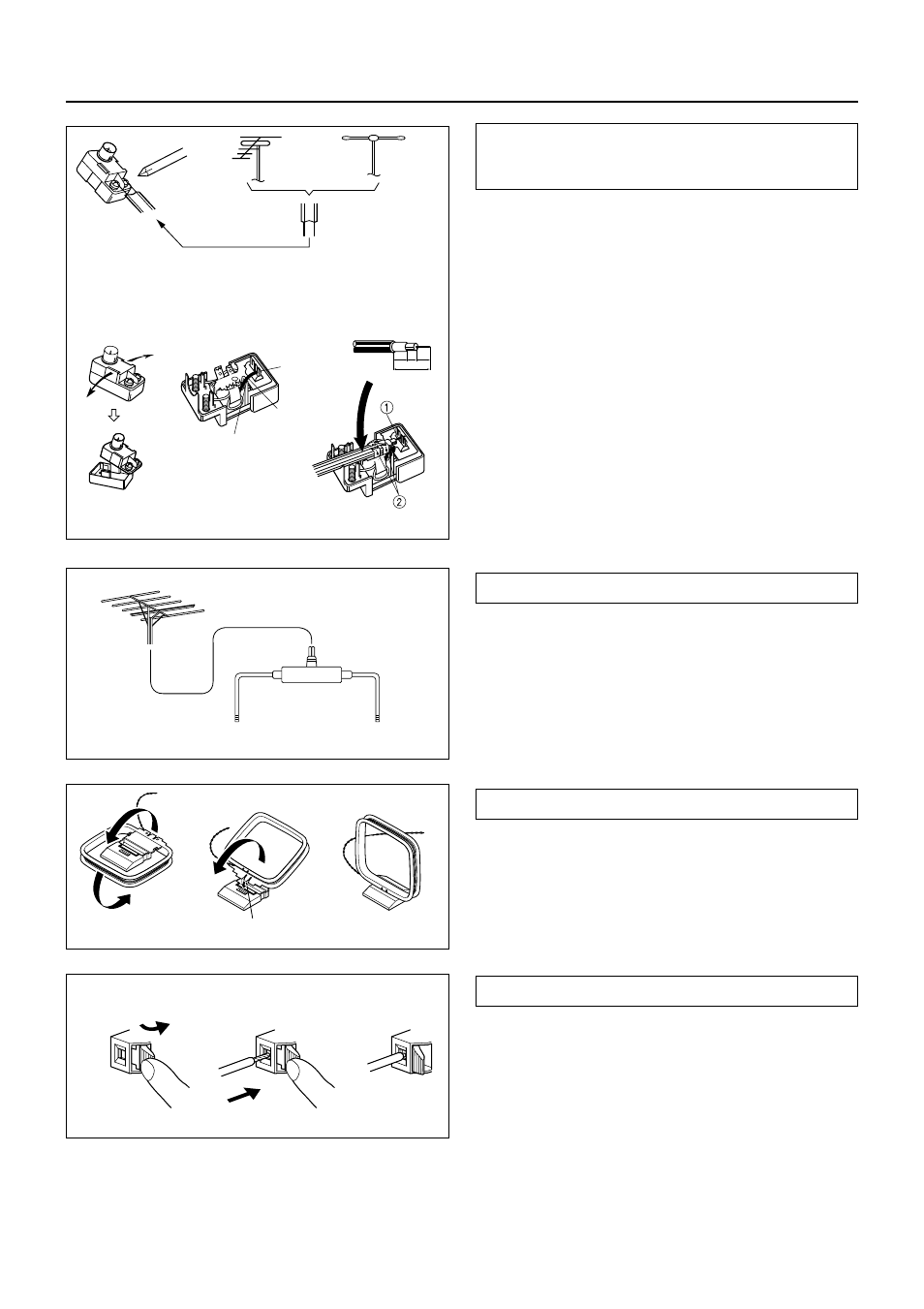 Making antenna connections, Directional iinkage, Assembling the am loop antenna | Connecting the antenna cable | Onkyo TX-DS777 User Manual | Page 14 / 64