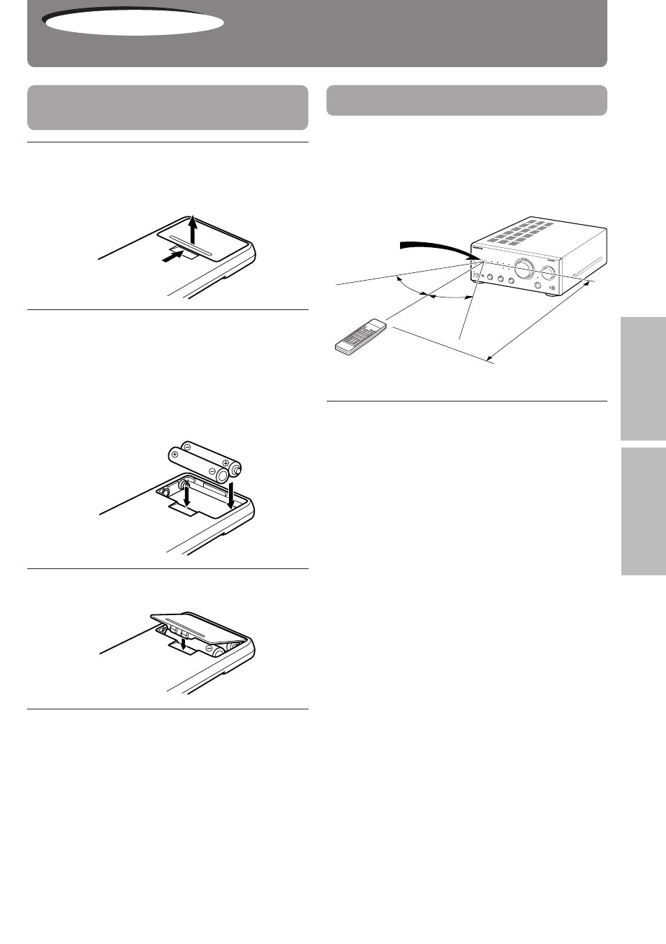 Preparing the remote controller, Preparations, Installing the remote controller batteries | Using the remote controller, Replace the compartment cover | Onkyo pmn User Manual | Page 17 / 28