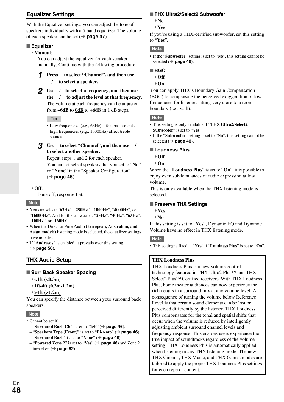 Equalizer settings | Onkyo TX-NR609 User Manual | Page 48 / 88