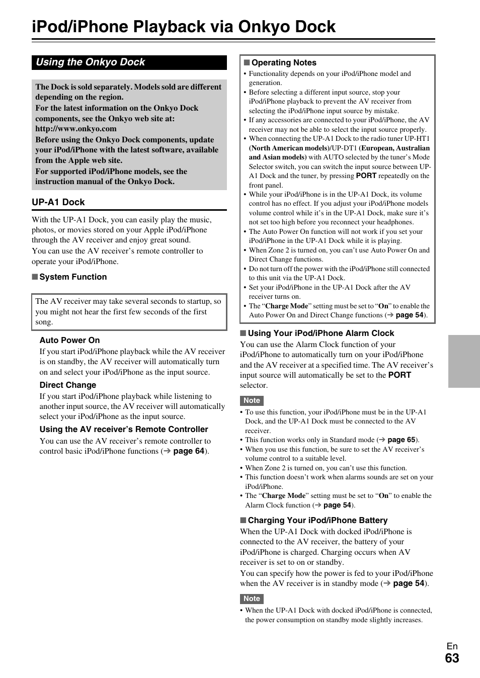 Controlling other components, Ipod/iphone playback via onkyo dock, Using the onkyo dock | Onkyo TX-NR609 User Manual | Page 63 / 88
