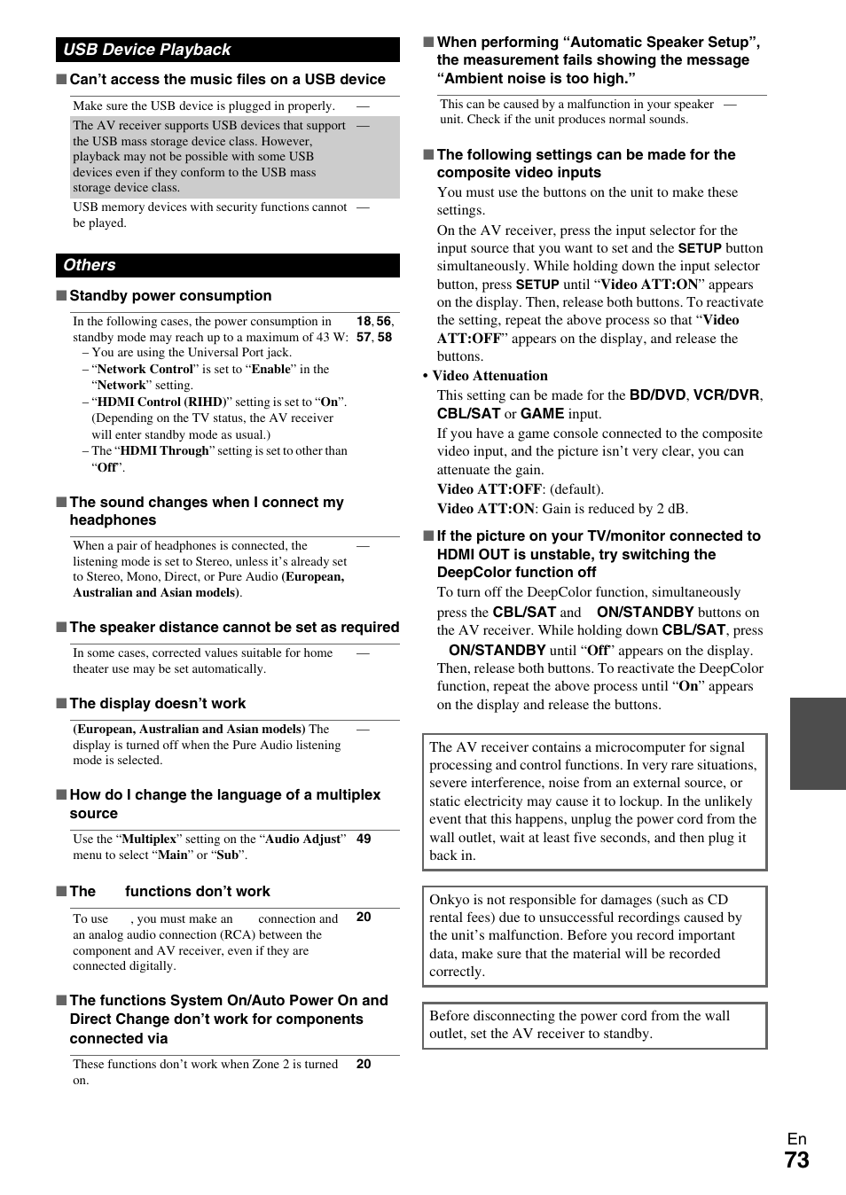 Onkyo TX-NR609 User Manual | Page 73 / 88