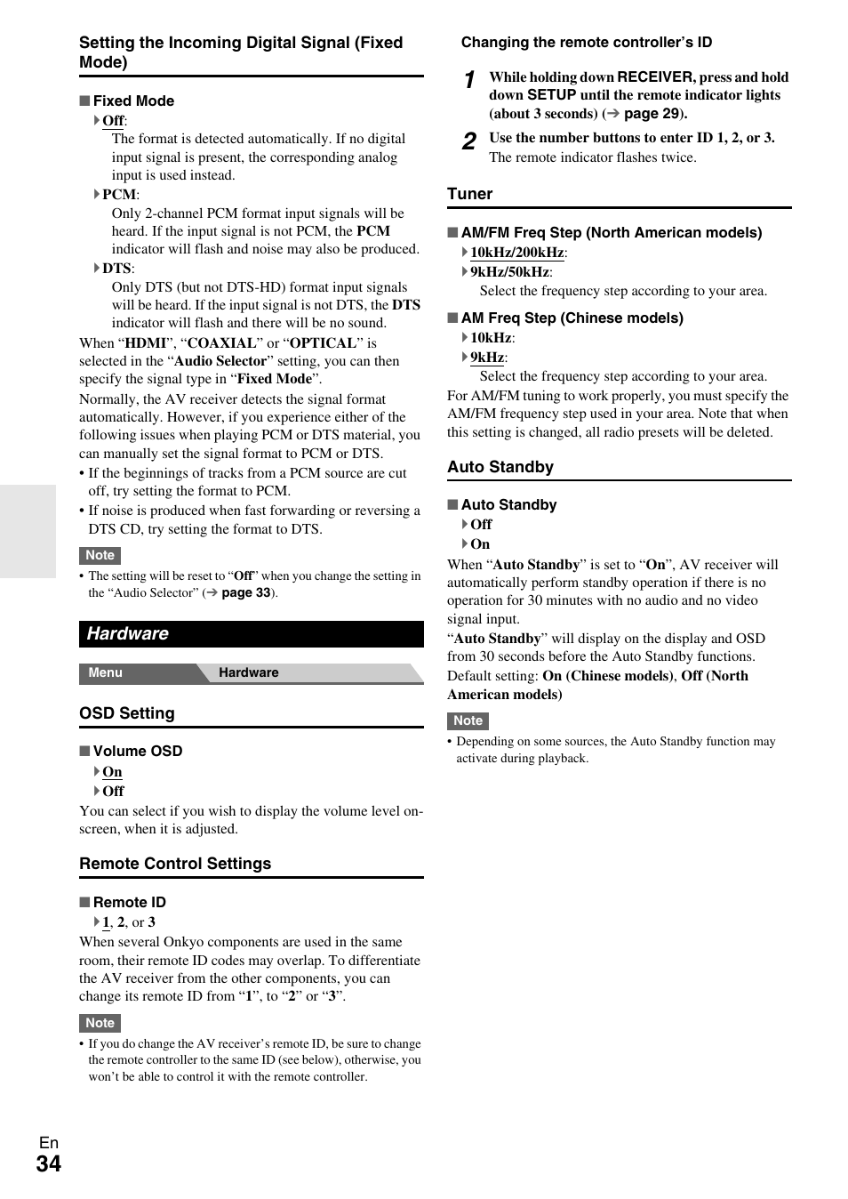 Hardware, Ency steps | Onkyo AV RECEIVER HT-RC330 User Manual | Page 34 / 56