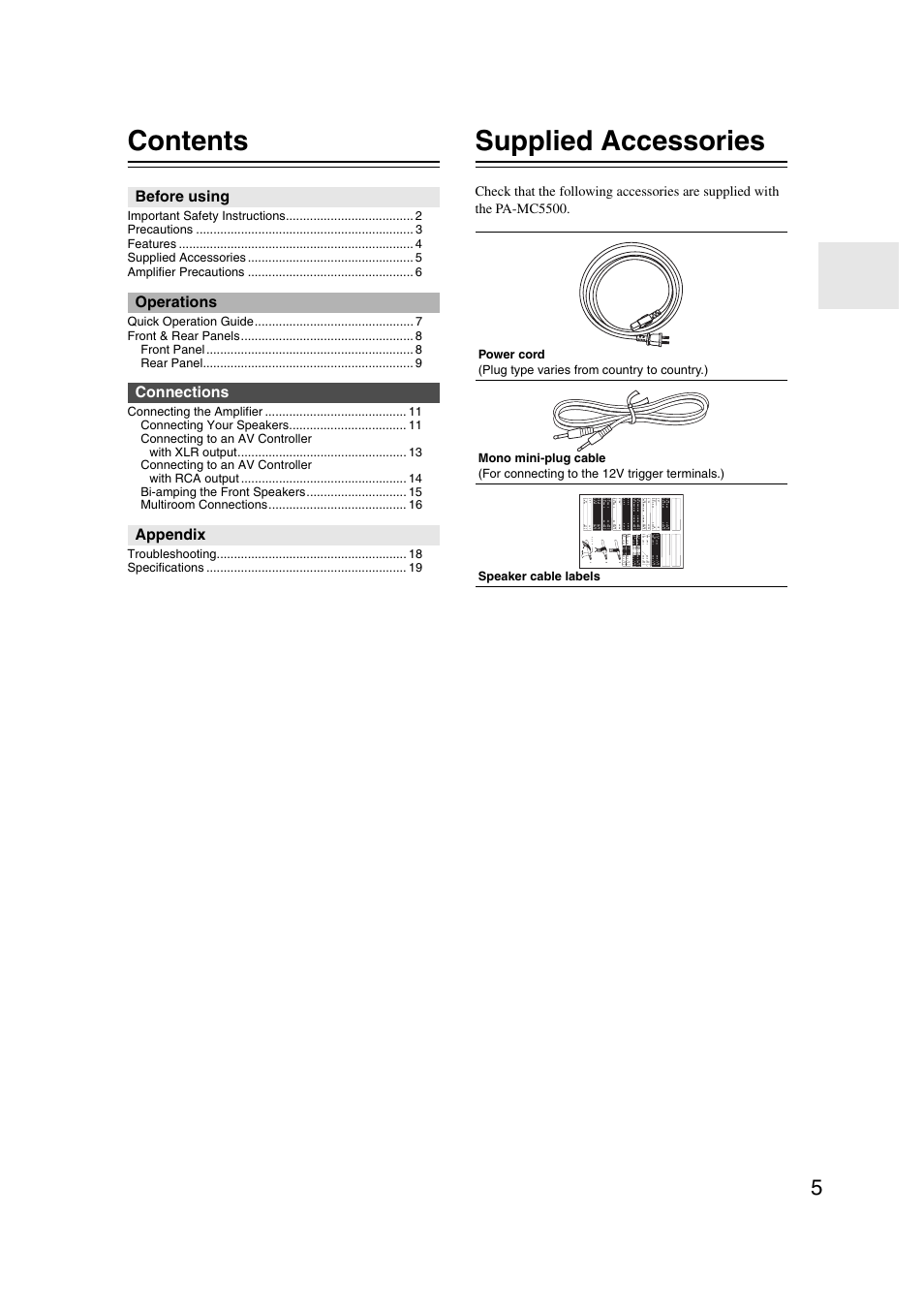 Onkyo PA-MC5500 User Manual | Page 5 / 20