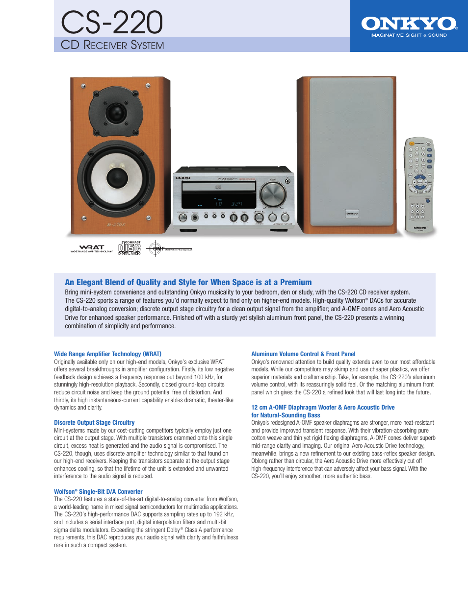 Onkyo CS-220 User Manual | 2 pages