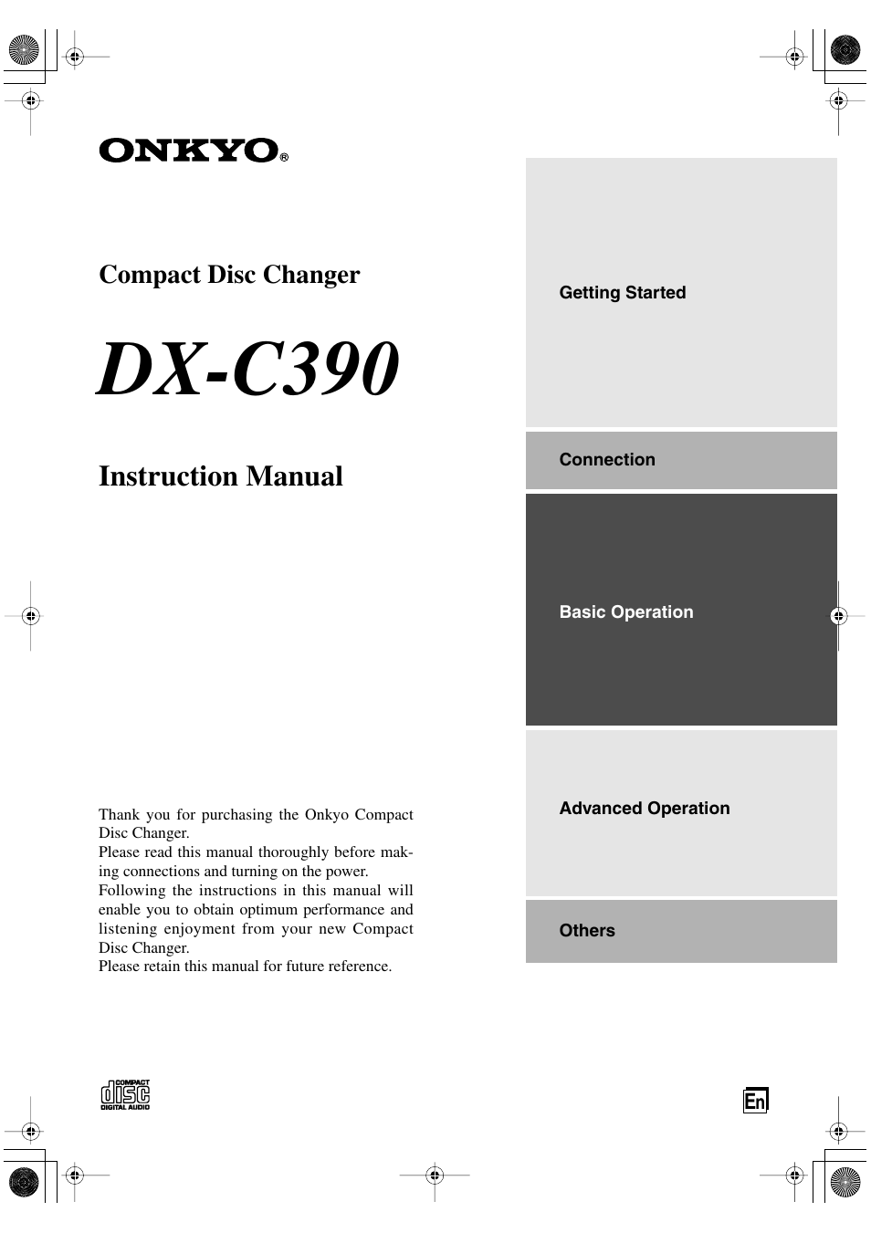 Onkyo DX-C390 User Manual | 28 pages