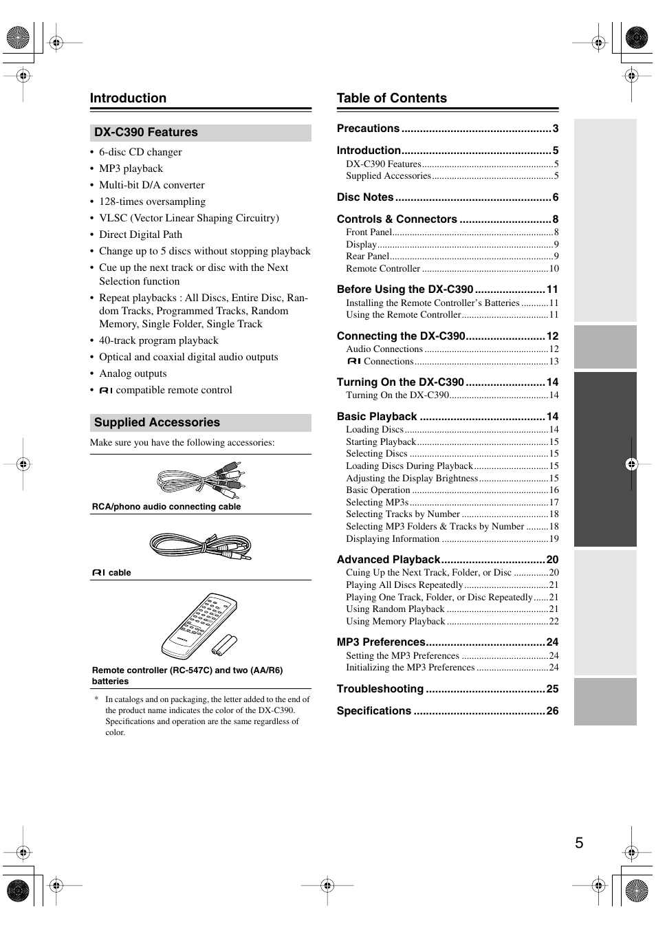 Onkyo DX-C390 User Manual | Page 5 / 28