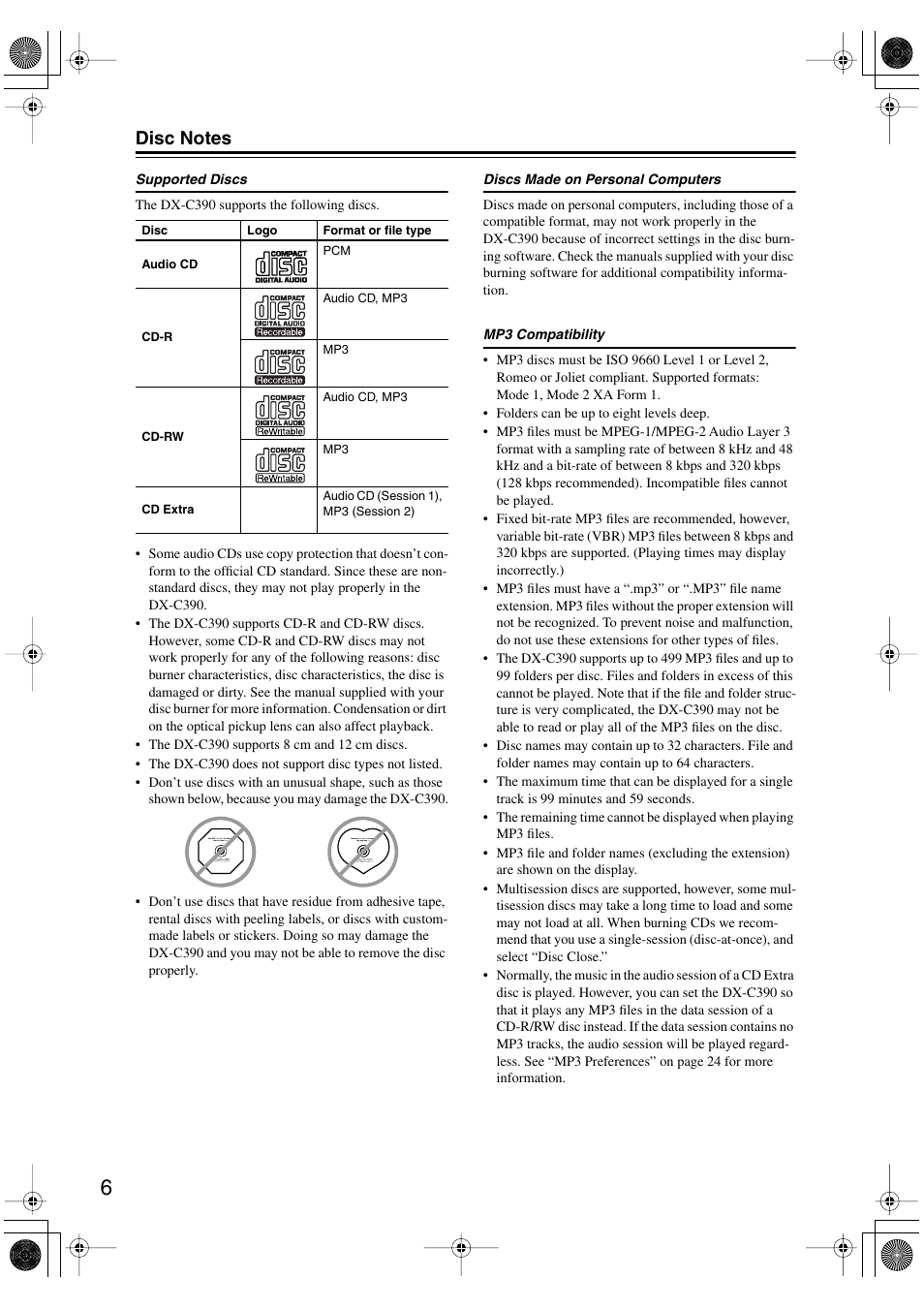 Onkyo DX-C390 User Manual | Page 6 / 28