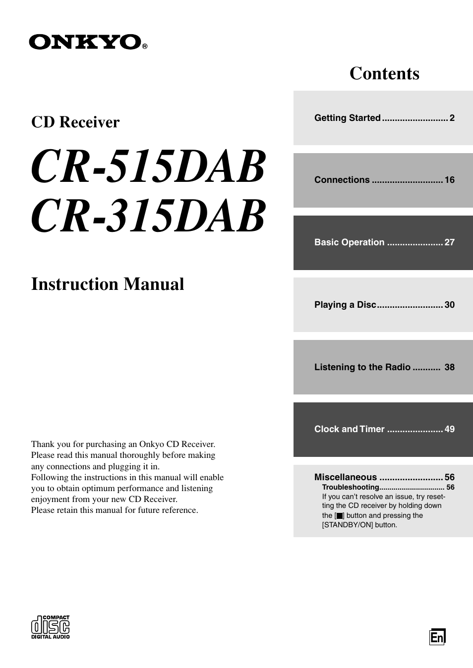 Onkyo CR-315DAB User Manual | 60 pages