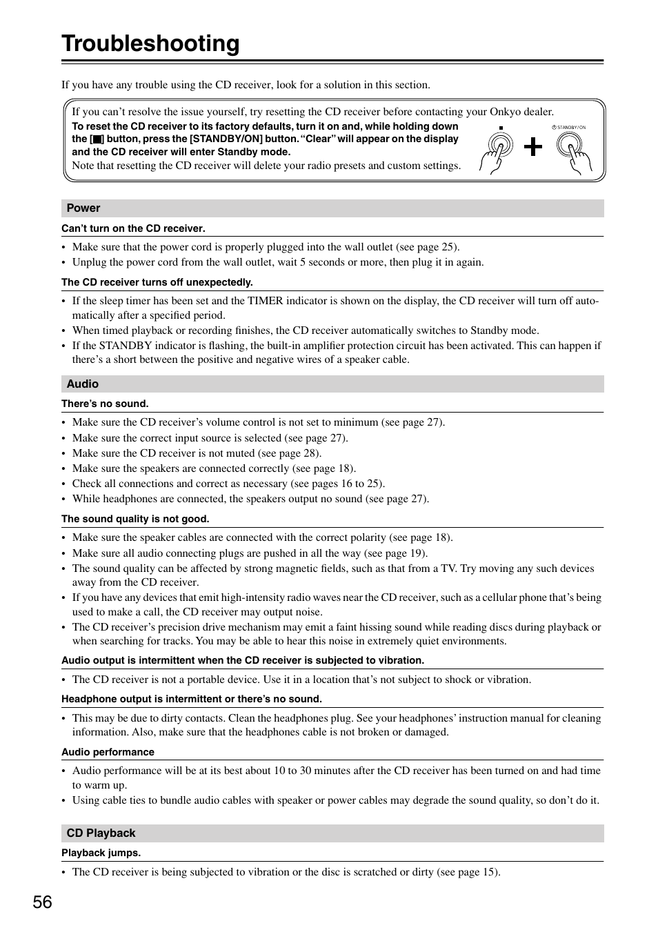 Troubleshooting, Miscellaneous | Onkyo CR-315DAB User Manual | Page 56 / 60
