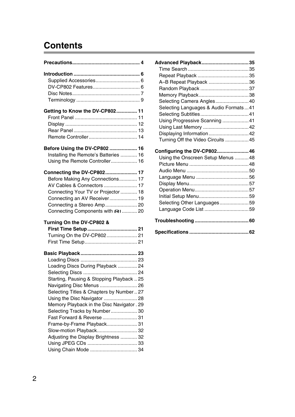 Onkyo DV-CP802 User Manual | Page 2 / 69