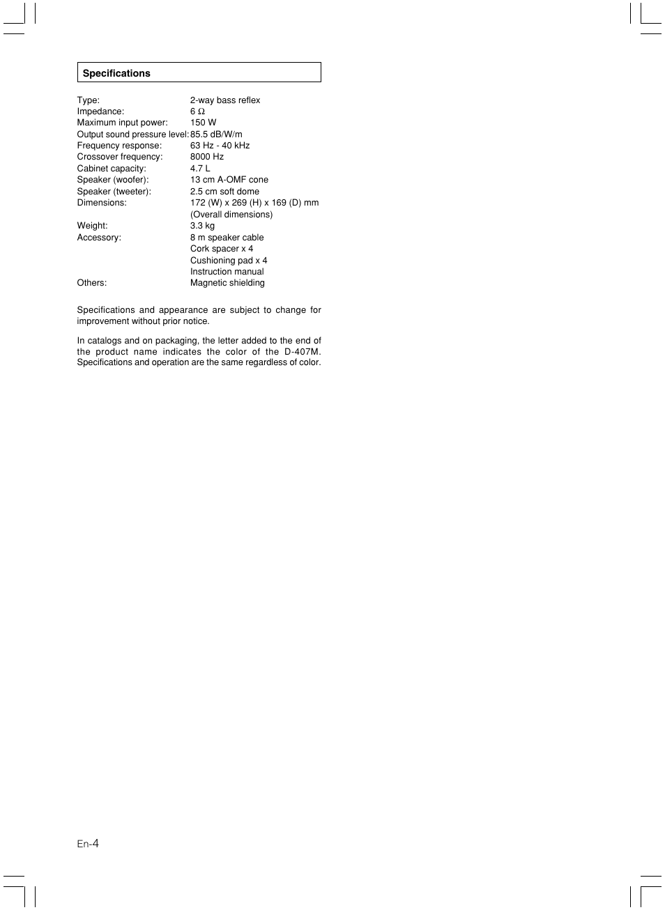 Onkyo D-407M User Manual | Page 4 / 8