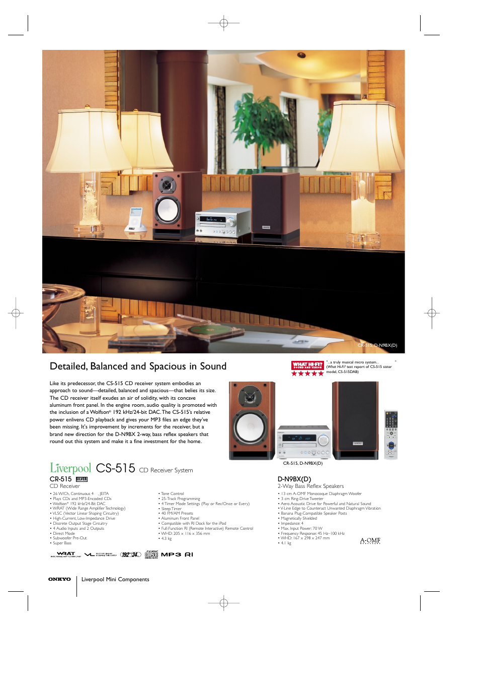 Cs-515, Detailed, balanced and spacious in sound | Onkyo DX-7555 User Manual | Page 4 / 8
